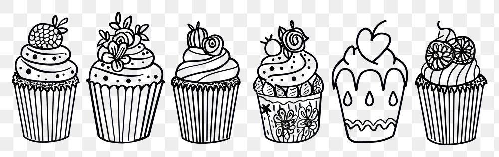 PNG Divider doodle cupcake dessert drawing muffin.