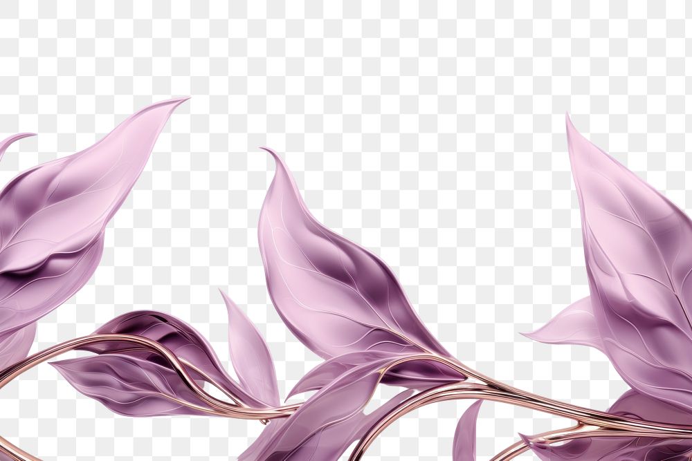 PNG 3d render of a leaves border in surreal abstract style backgrounds lavender flower.
