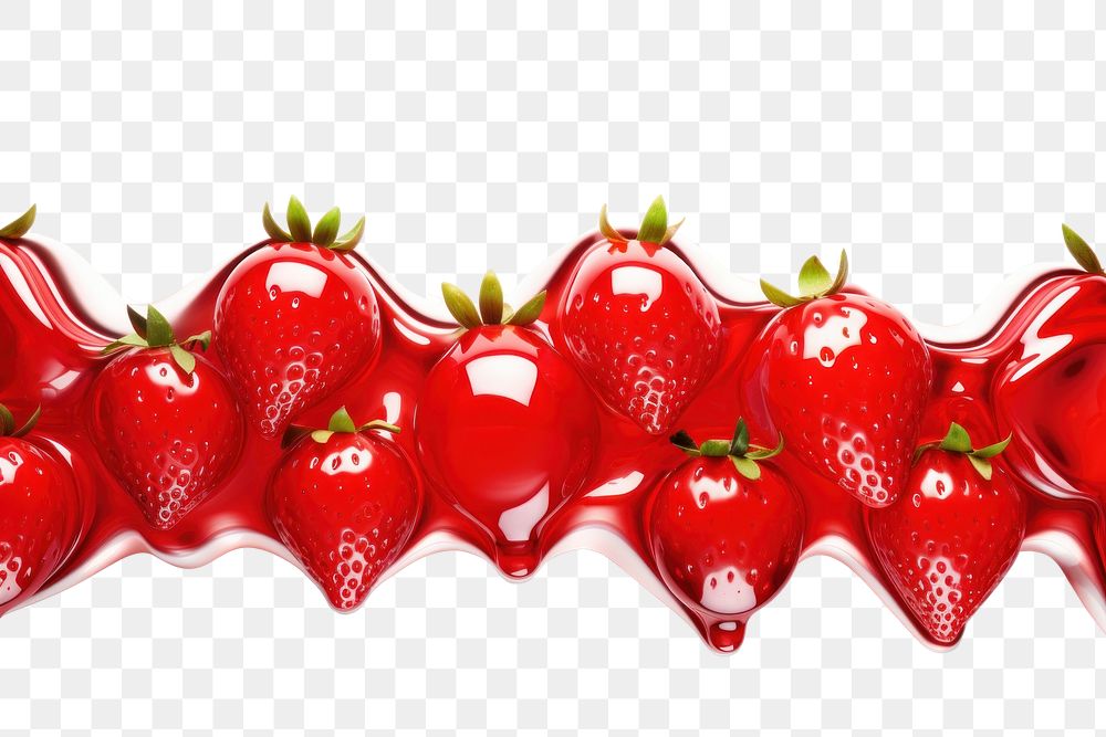 PNG 3d render of a strawberries border in surreal abstract style strawberry fruit plant.