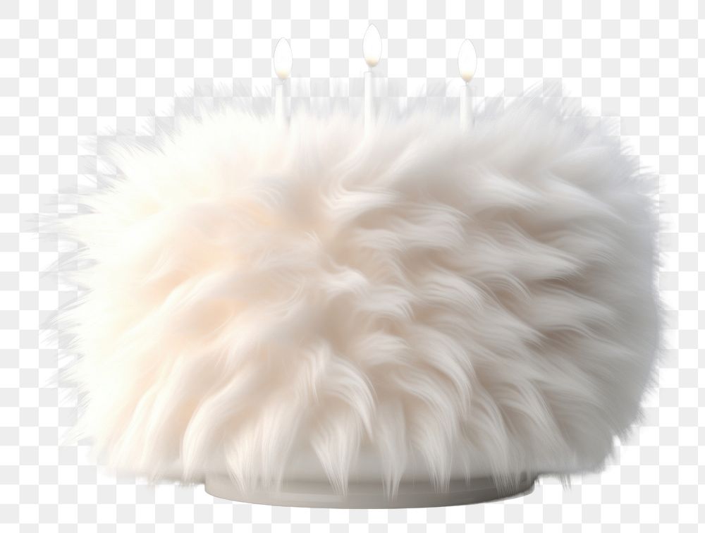 PNG 3d render birthday cake fur fluffy dessert candle white.
