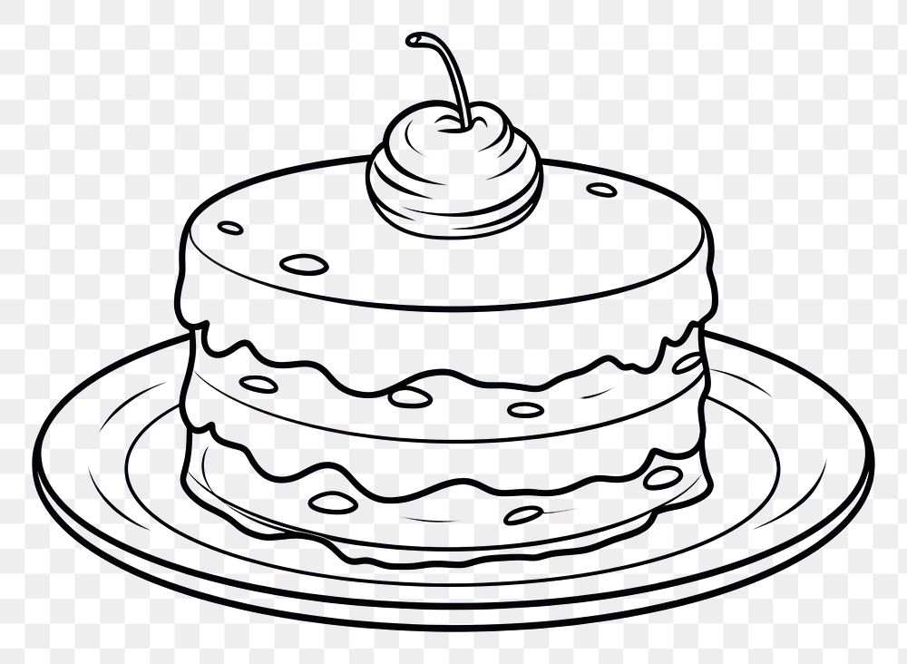 PNG Doodle outline of simple cake dessert icing cream.