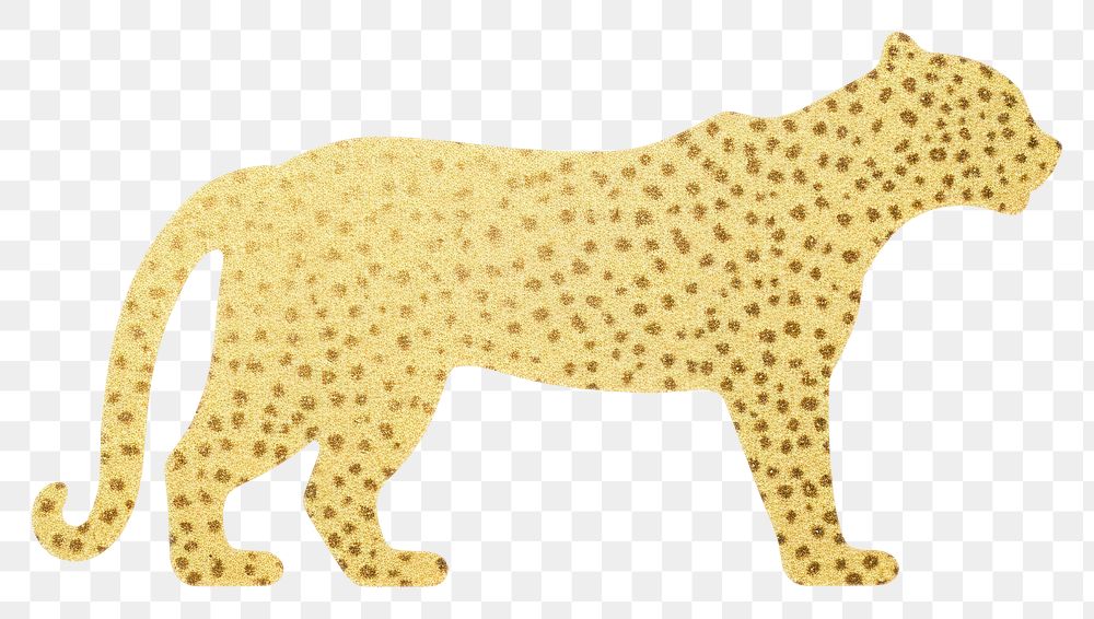 PNG Embossed Glitter of leopard cheetah mammal animal.