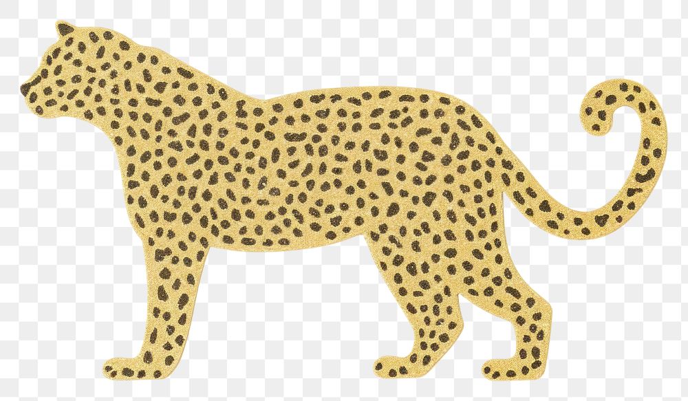 PNG Embossed Glitter of leopard cheetah animal mammal.