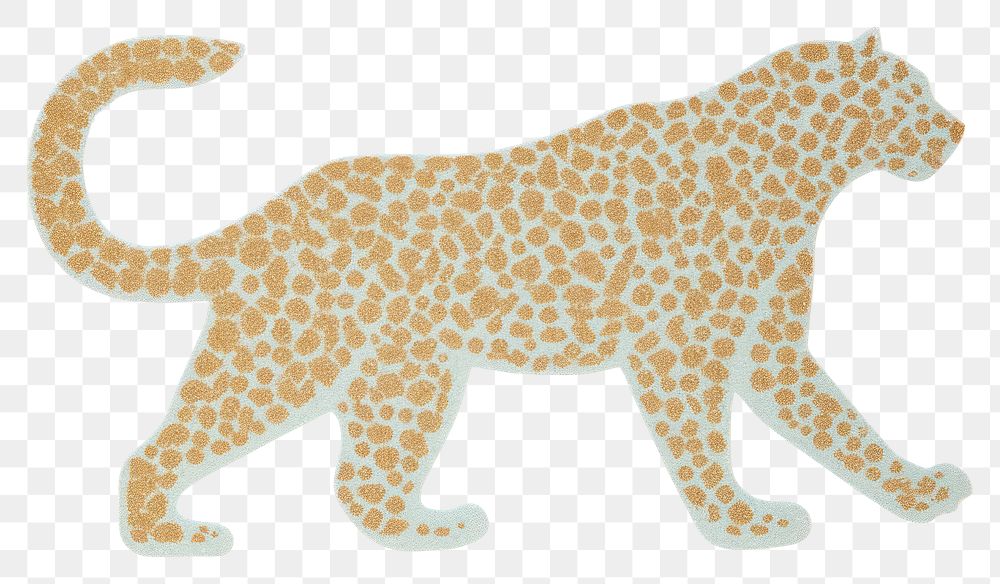 PNG Embossed Glitter of leopard animal mammal white background.