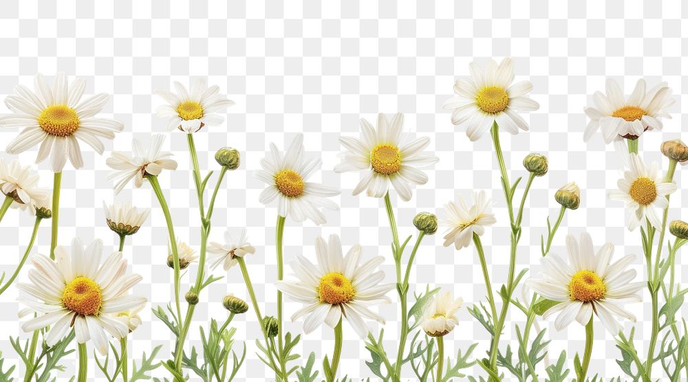 PNG Daisy line horizontal border backgrounds flower plant.