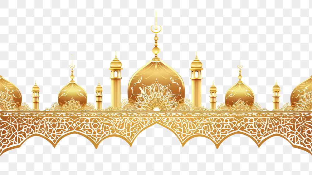 PNG Eid mubarak line horizontal border architecture building gold.