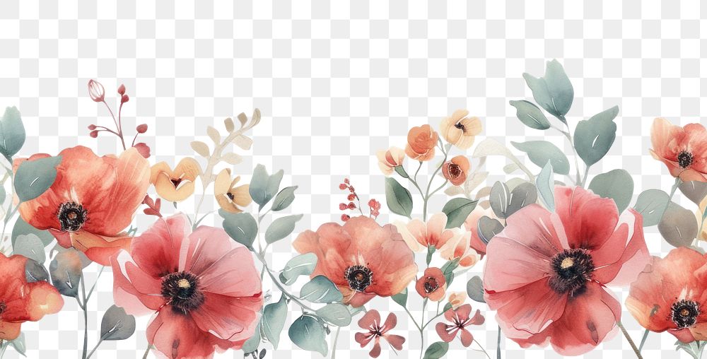 PNG Flowers line horizontal border backgrounds pattern plant.