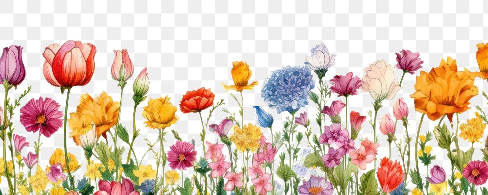 PNG Flowers line horizontal border backgrounds outdoors pattern.