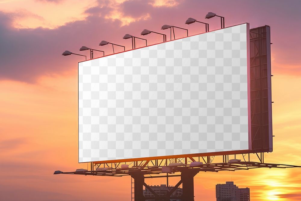 Highway billboard sign png  mockup, transparent design