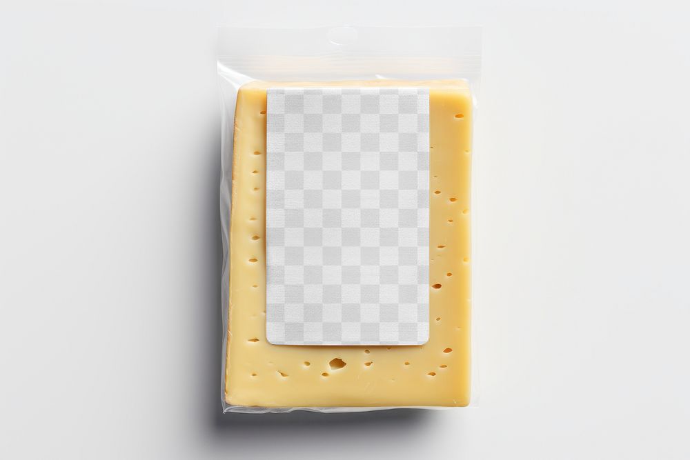 Cheese packaging label png product mockup, transparent design
