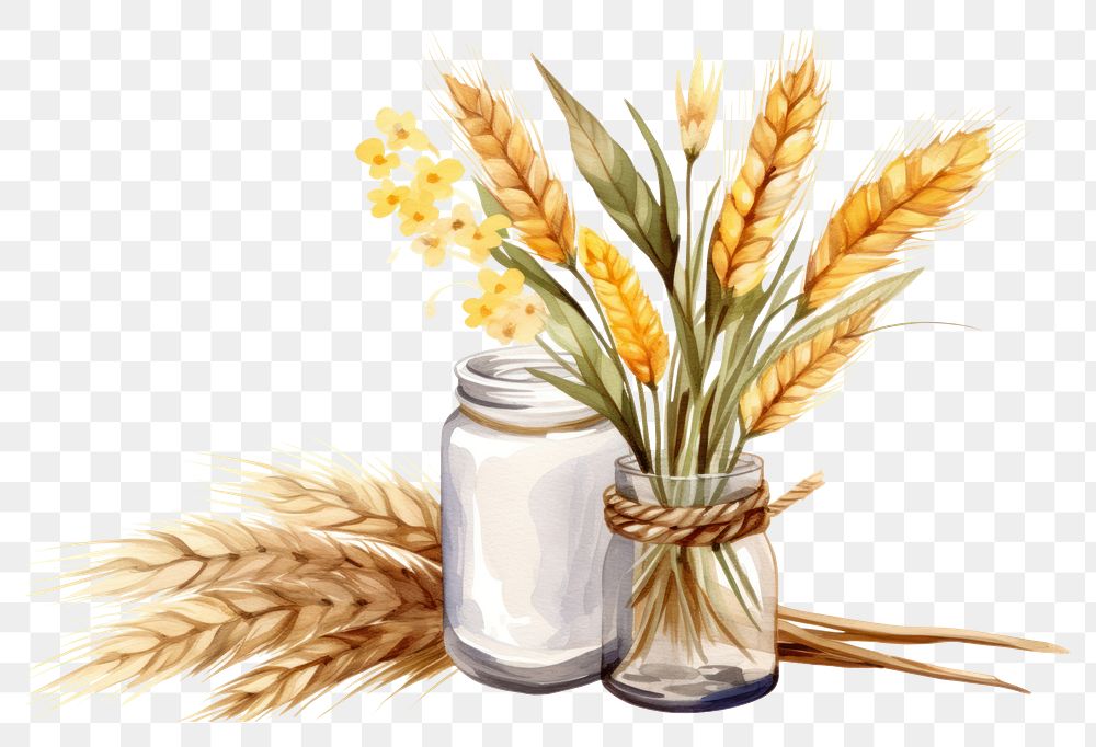 PNG Vase wheat jar flower.