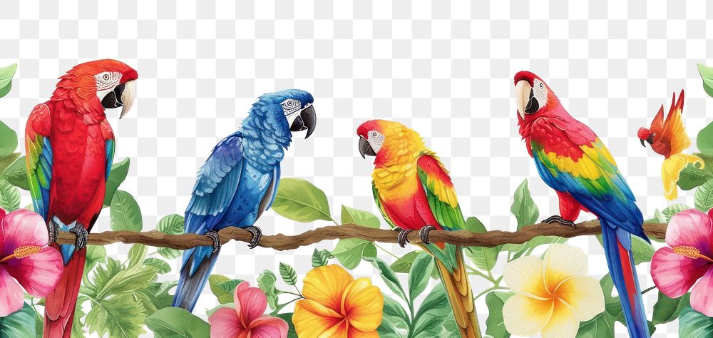 PNG  Parrot animal flower bird.
