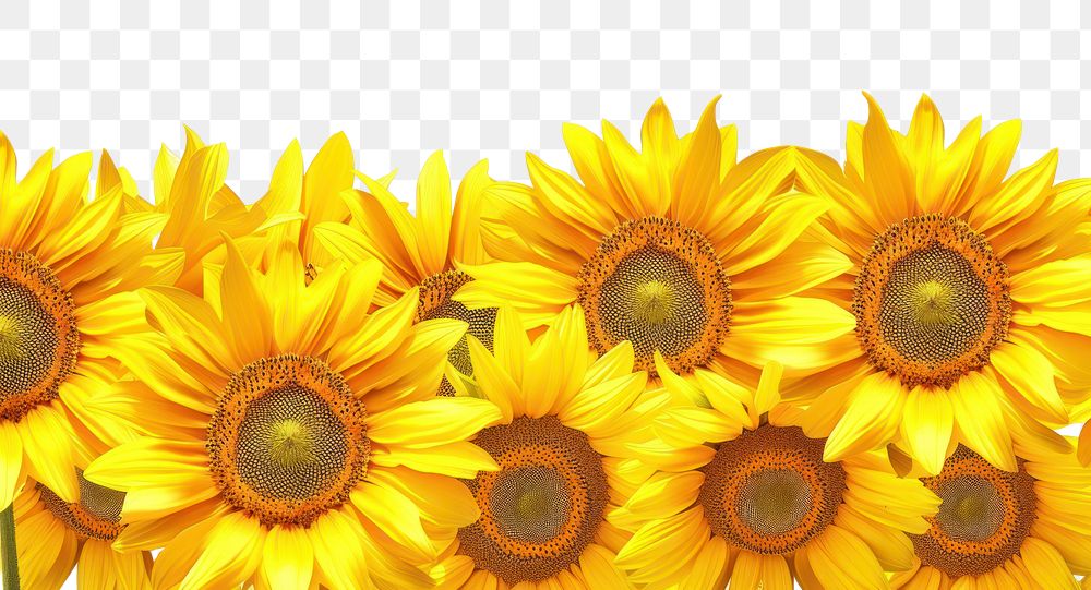 PNG Seamless border with yellow sunflowers backgrounds plant white background.