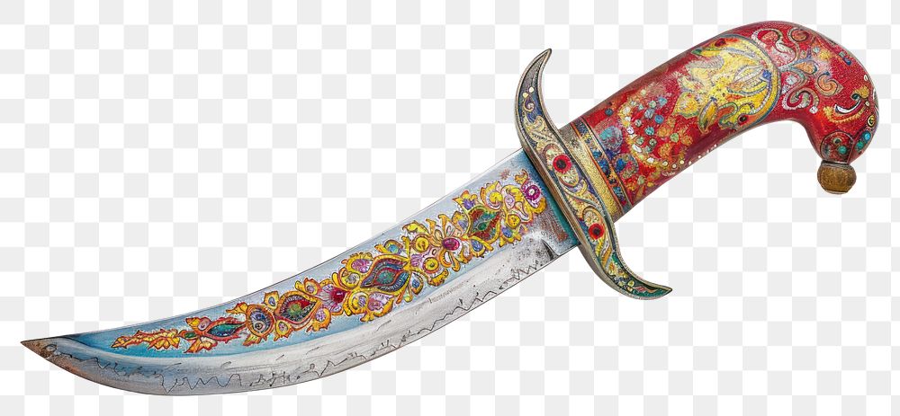 PNG Ottoman painting of dagger weapon knife white background.