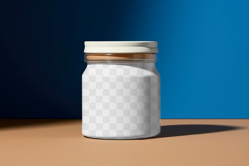 Glass jar container png product mockup, transparent design
