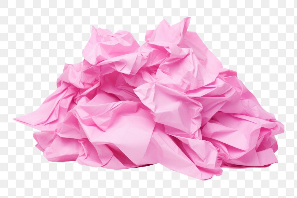 PNG Pink color crumpled paper origami white white background.