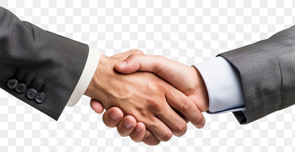 PNG Two hands shaking handshake success white background