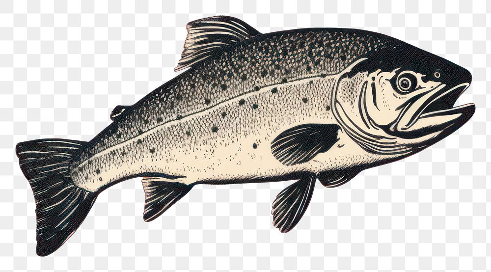 PNG Silkscreen of salmon fish animal nature trout.