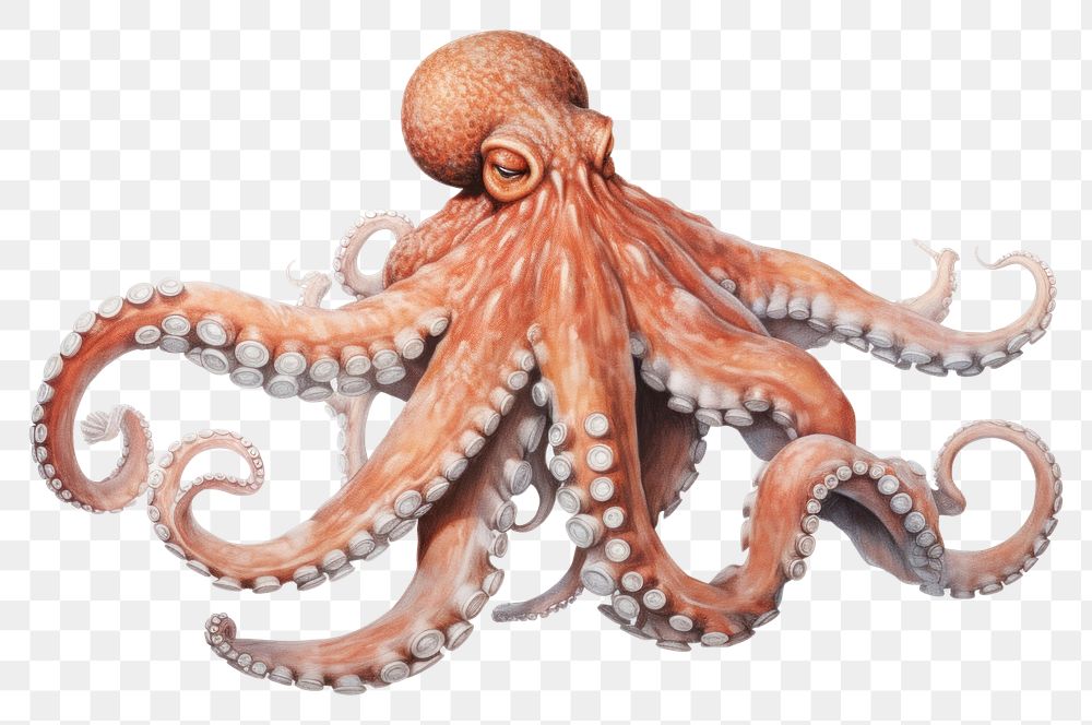 PNG A octopus full body animal invertebrate cephalopod.