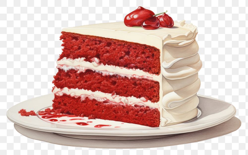 PNG Red velvet cake strawberry dessert cream.