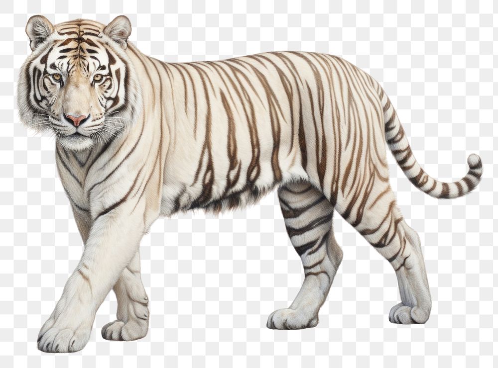 PNG White tiger full body wildlife animal mammal.