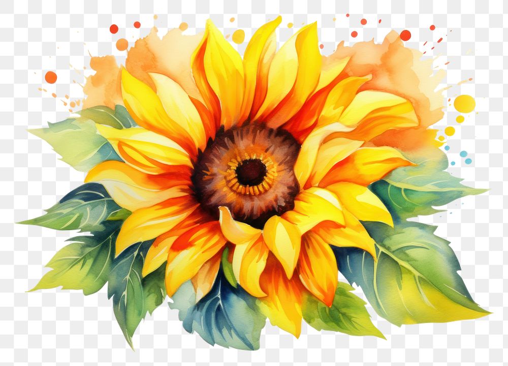 PNG  Cute colorful sunflower plant inflorescence creativity.