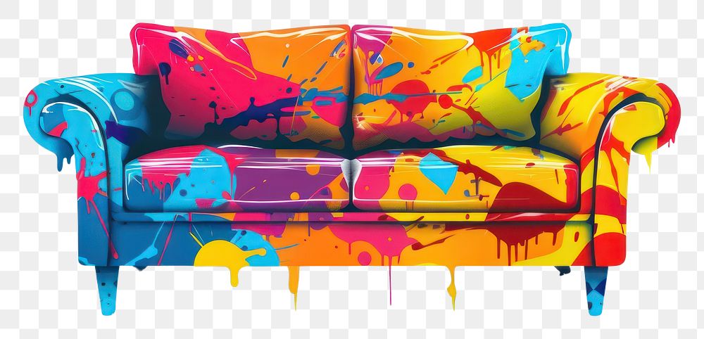 PNG Spray paint sofa furniture cushion red.