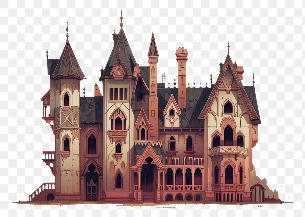 PNG Sculpture Gothic mansion architecture building castle