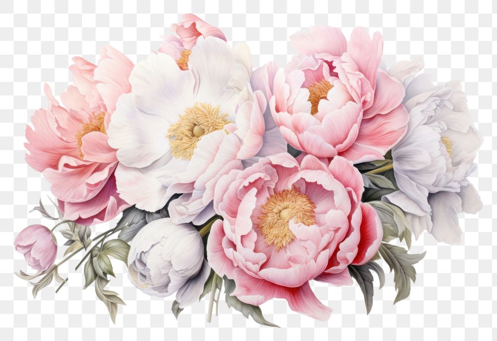 PNG  Peony bouquet painting blossom flower