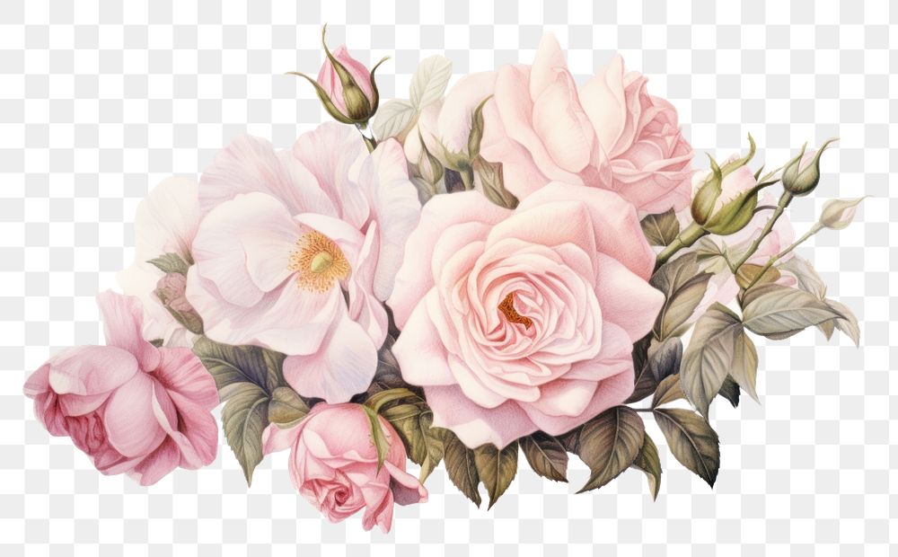 PNG  Rose bouquet painting flower petal