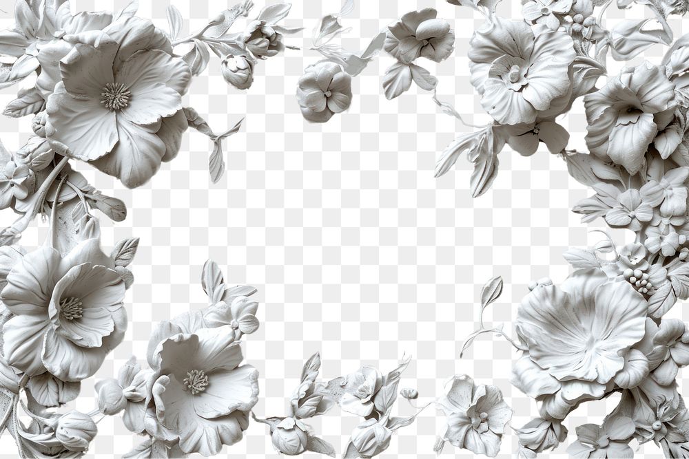 PNG Bas-relief a floral frame sculpture texture white backgrounds flower.