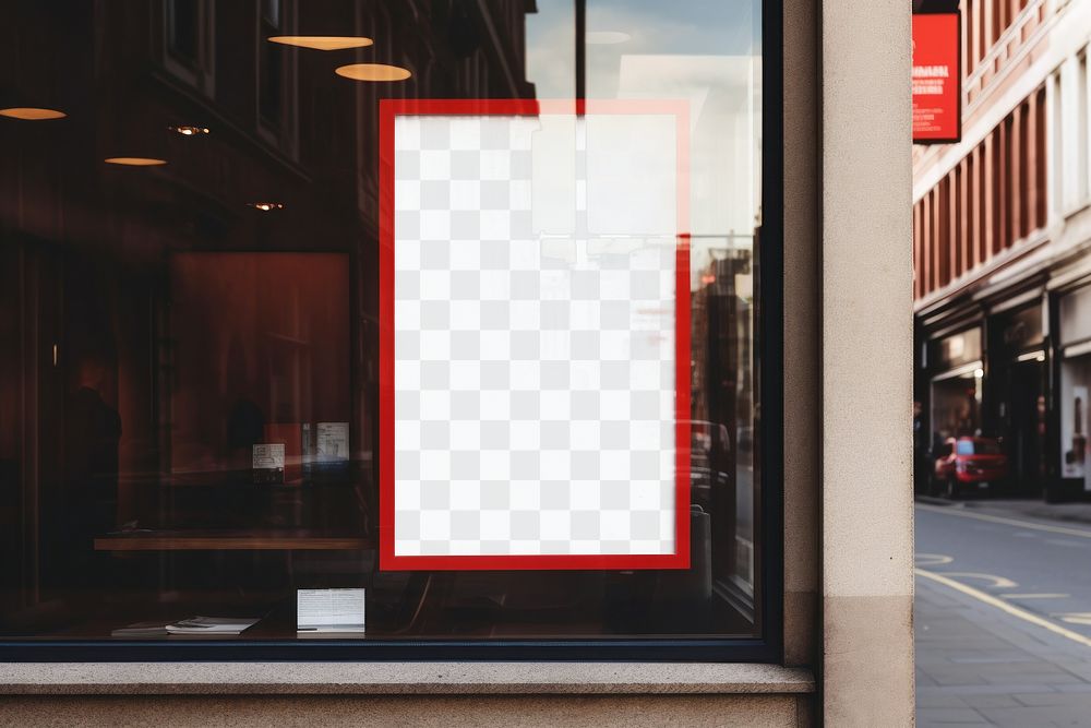 Shop window poster png product mockup, transparent design