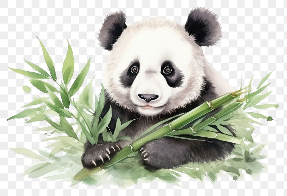 PNG A panda with bamboo wildlife animal mammal.