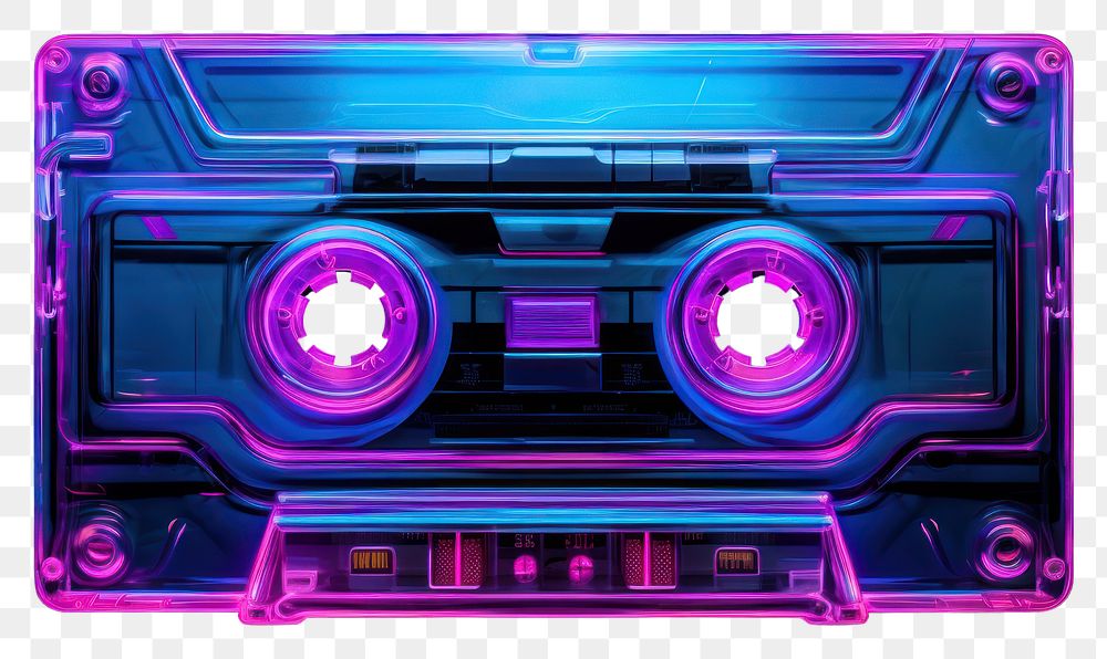PNG Cassette violet neon transportation.