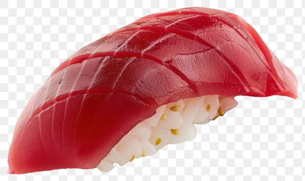 PNG 1 bite Nigiri sushi with tuna food rice dish.