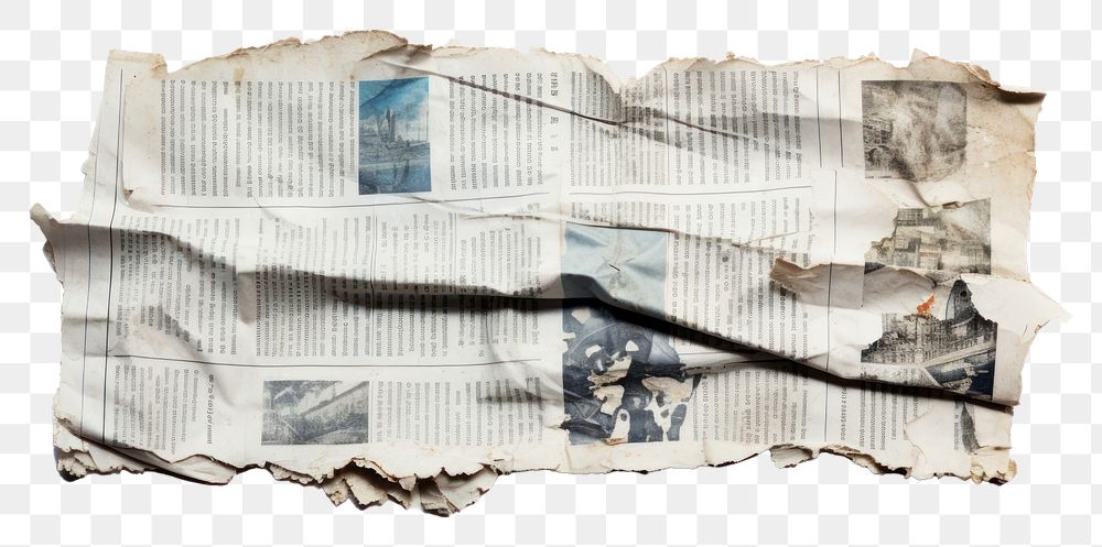 PNG Newspaper furniture crumpled damaged.