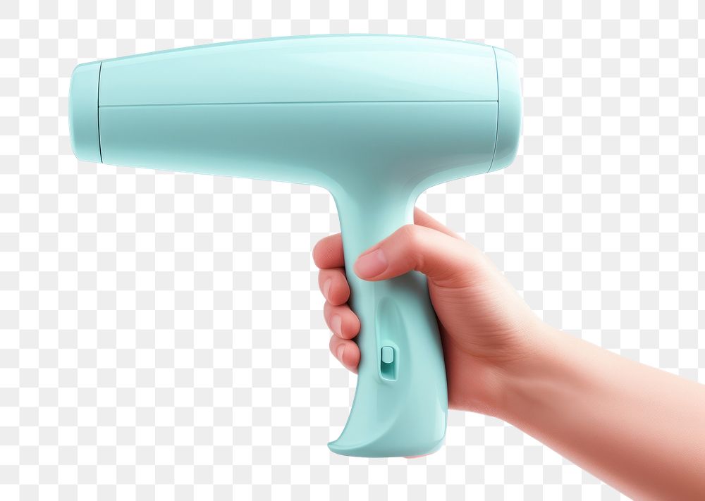 PNG Hand holding a hair-dryer white background technology appliance.
