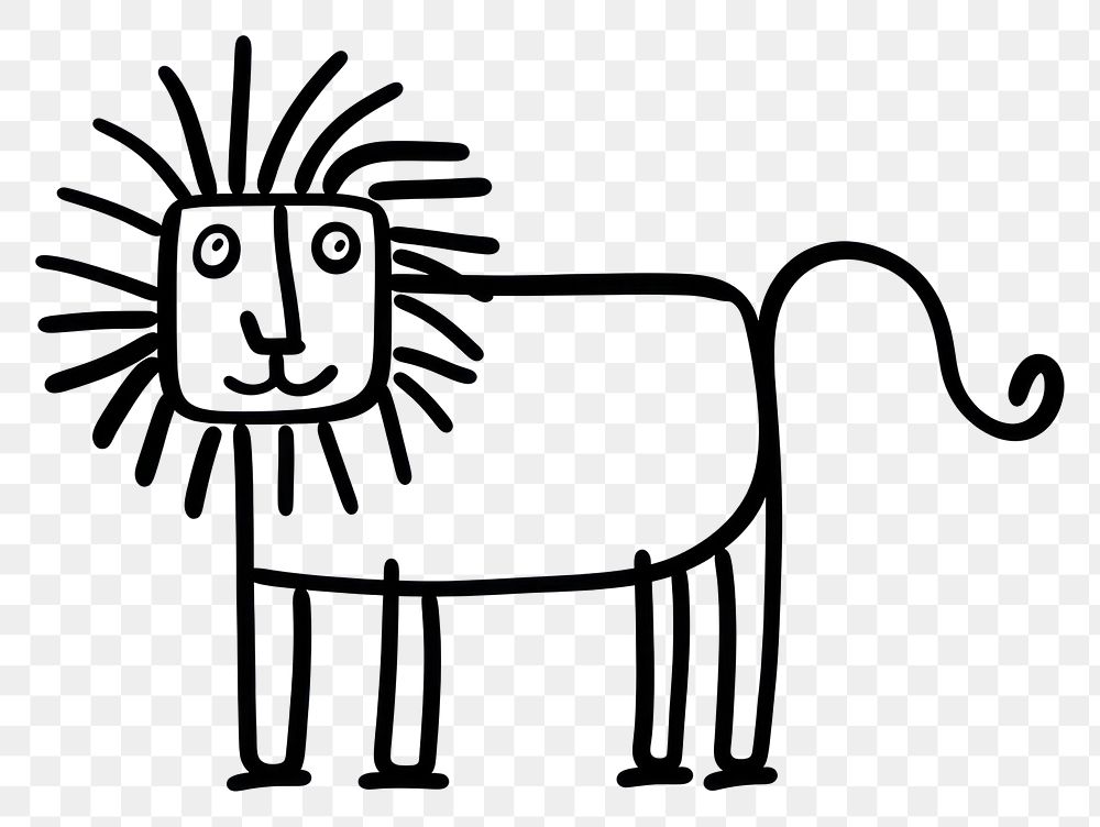 PNG Minimal illustration of a lion drawing sketch mammal.