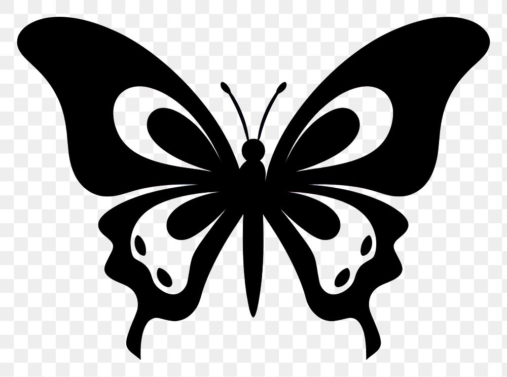 PNG Butterfly logo icon black white white background.