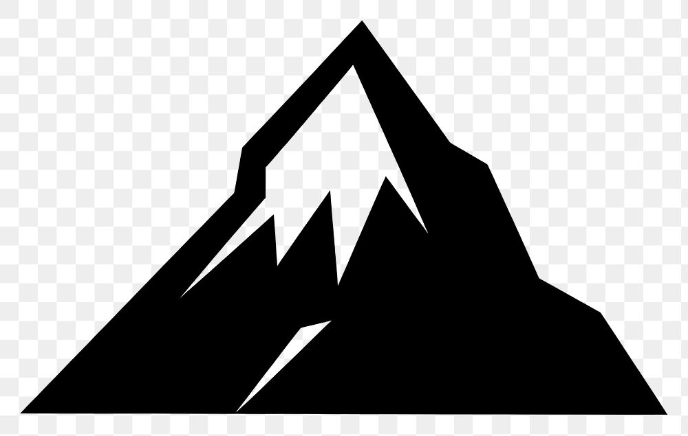PNG Mountain logo icon Simple silhouette black white.