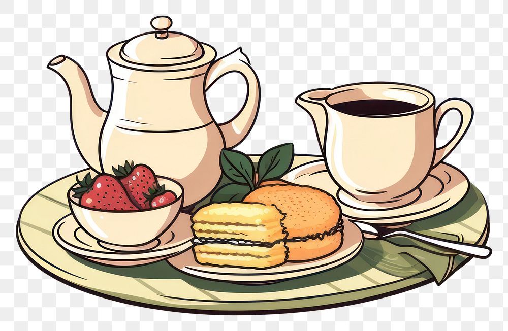 PNG Afternoon tea Clipart cartoon teapot saucer.