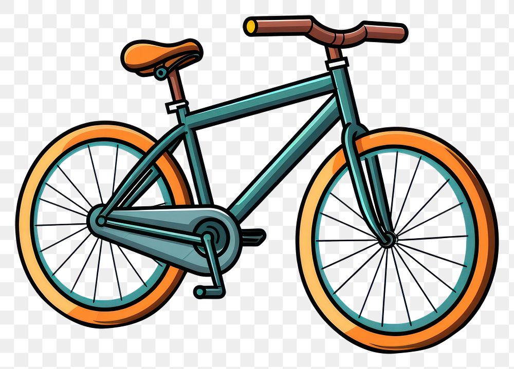 PNG Bicycle bold outlines vehicle cartoon wheel.