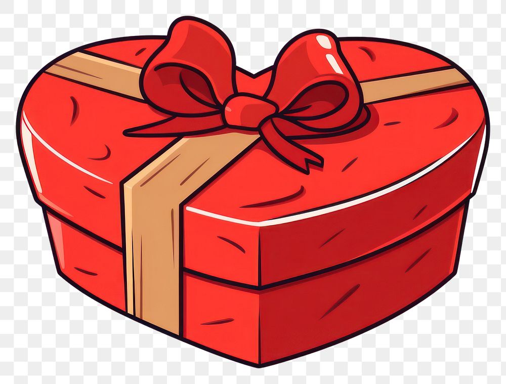 PNG Heart shaped gift box cartoon celebration clip art.