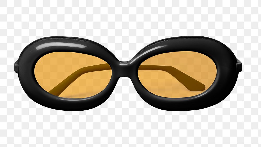 PNG vintage black oval sunglasses, transparent background