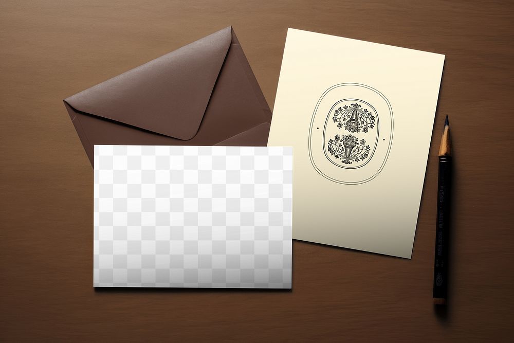 Invitation card png mockup, transparent design