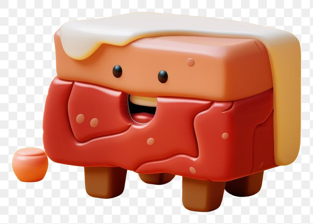 PNG 3d Steak cartoon toy representation.
