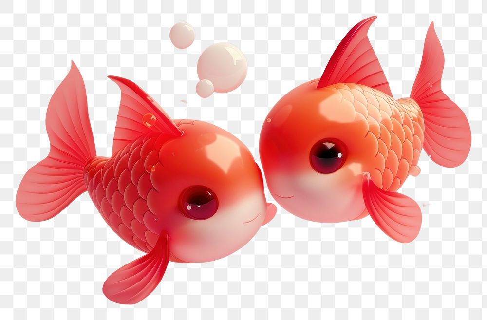 PNG 3d Pisces goldfish animal underwater.