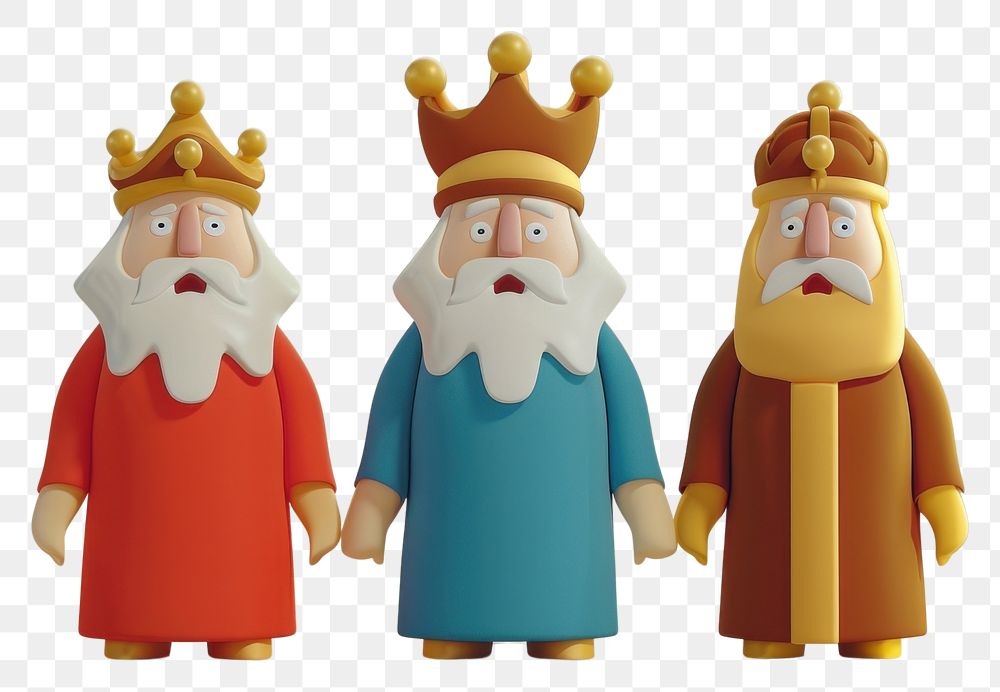 PNG 3d Three wise men figurine cartoon representation.