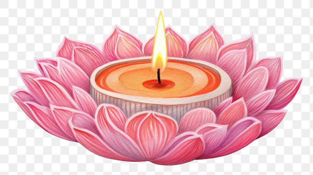 PNG Diwali flower candle illuminated.