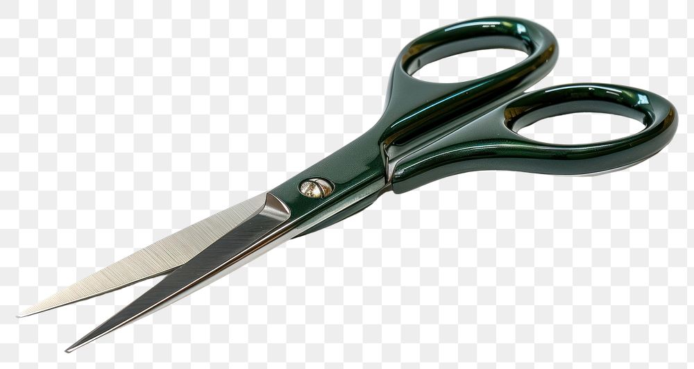 PNG Green scissors blade white background equipment.